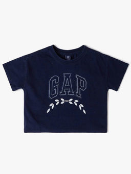 GAP - Girls Navy Blue Applique Round Neck T-shirt