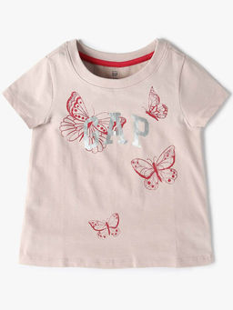 GAP - Girls Pink Conversational Round Neck T-shirt