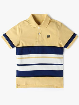 GAP - Boys Yellow Striped Collar Neck Polo T-shirt