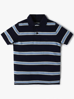 GAP - Boys Navy Blue Striped Collar Neck Polo T-shirt