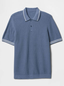 GAP - Boys Blue Solid Collar Neck Polo T-shirt