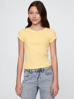 GAP - Girls Yellow Slim Fit Crew Neck T-shirt