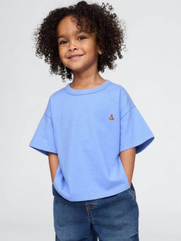 GAP - Boys Blue Solid Crew Neck T-shirt