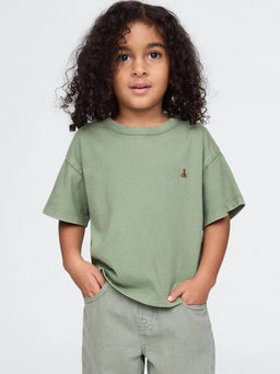 GAP - Boys Green Solid Crew Neck T-shirt