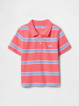 GAP - Boys Coral Striped Collar Neck Polo T-shirt