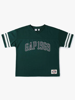 GAP - Boys Green Graphic V-Neck T-shirt