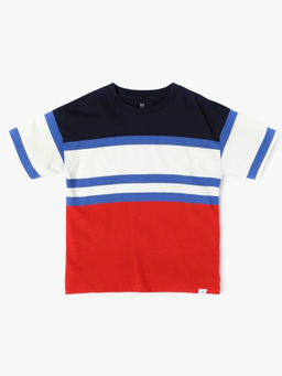 GAP - Boys Red Striped Crew Neck T-shirt