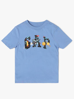 GAP - Boys Blue Relaxed Fit Graphic Crew Neck T-shirt