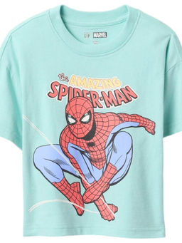 GAP - Boys Blue Character Print Relaxed Fit Crew-Neck T-Shirt