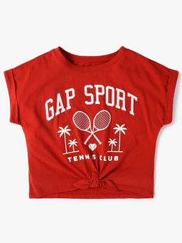 GAP - Girls Red Graphic Knotted Round Neck T-shirt