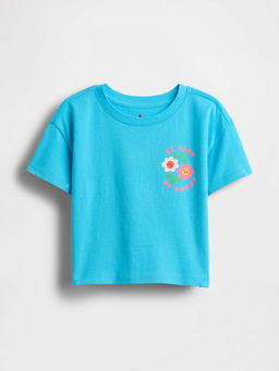 GAP - Girls Blue Graphic Round Neck T-shirt