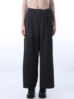 ONLY - Women Stripes Flared High-Rise Grey Pant