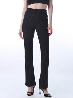 ONLY - Women Shimmer Flared High-Rise Black Pant