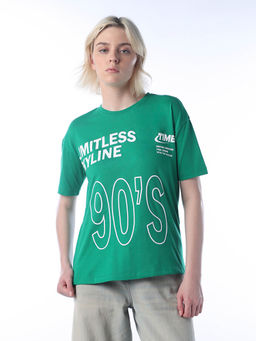 ONLY - Women Typography Regular Fit Green T-shirt