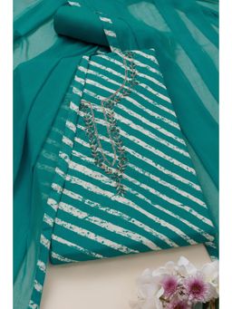 Soch - Womens Turquoise Blue Cotton Leheriya Print Unstitched Dress Material (Set of 3)