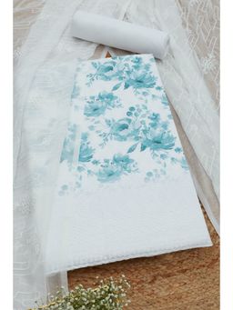 Soch - Womens Blue Cotton Foil Print Unstitched Dress Material (Set of 3)