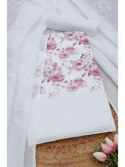 Soch - Womens Pink Cotton Foil Print Unstitched Dress Material (Set of 3)