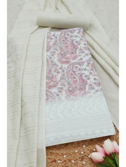 Soch - Womens Sap Green Cotton Paisley Print Unstitched Dress Material (Set of 3)