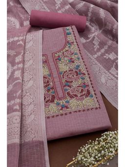 Soch - Womens Lavender Tissue Shimmer Embroidered Unstitched Dress Material (Set of 3)