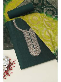 Soch - Womens Green Silk Blend Embroidered Unstitched Dress Material (Set of 3)