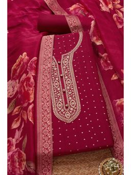 Soch - Womens Pink Silk Blend Embroidered Unstitched Dress Material (Set of 3)