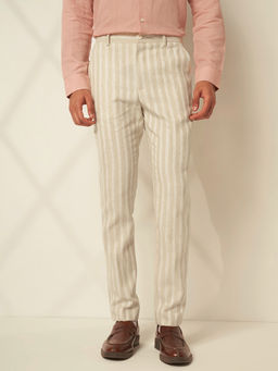 Selected - Beige Striped Cotton Pants