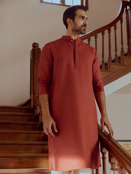 Andamen - Men Red Medium Length Kurta