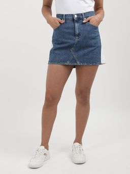 Tommy Hilfiger - Regular Fit Patch On High Rise Blue Skirt