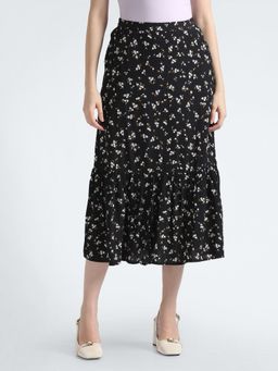 Tommy Hilfiger - Regular Fit Printed Mid Rise Black Skirt