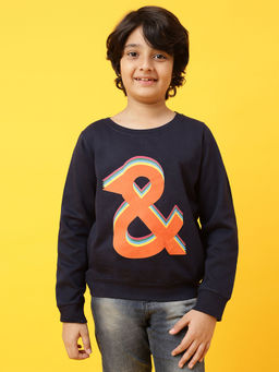 Tales & Stories - Navy Blue Printed Sweatshirt