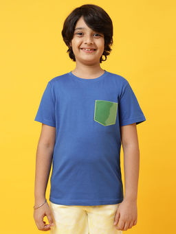 Tales & Stories - Boys Blue Cotton printed T-Shirt