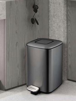 OBSESSIONS - Stainless Steel Step Dustbin with Deodorizer Compartment, 12 Litres, Black Steel