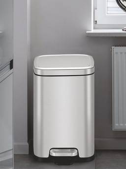 OBSESSIONS - Stainless Steel Step Dustbin with Liner, 6 Litres, Metallic