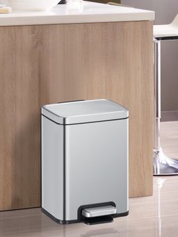 OBSESSIONS - Stainless Steel Step Dustbin with Liner, 6 Litres, Metallic