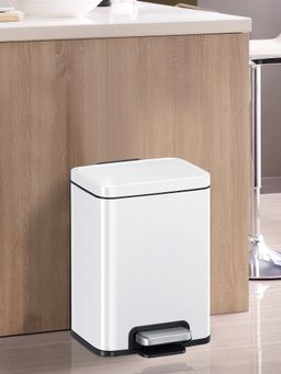 OBSESSIONS - Stainless Steel Step Dustbin with Liner, 6 Litres, Matte White