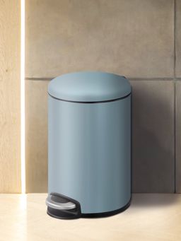 OBSESSIONS - Stainless Steel Step Dustbin with Liner, 8 Litres, Titanium Blue
