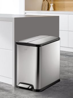OBSESSIONS - Stainless Steel Step Dustbin with Liner, 12 Litres, Metallic