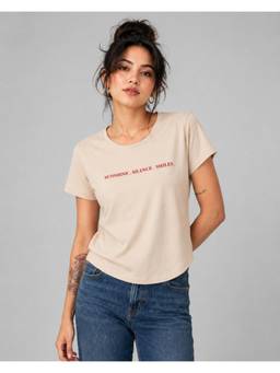 MIXT by Nykaa Fashion - Womens Beige Typographic Round Neck T-Shirt