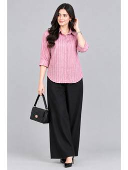 Twenty Dresses by Nykaa Fashion - Pink Effortlessly Chic Pink Stripes Cotton Shirt