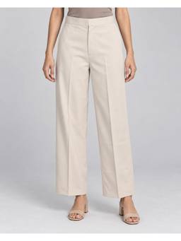 Twenty Dresses by Nykaa Fashion - Light Beige Polyester Ankle Length Trouser