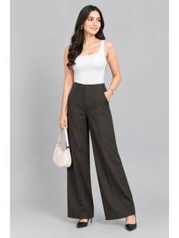 Twenty Dresses by Nykaa Fashion - Charcoal Polyester Tailored Wide Leg Trouser