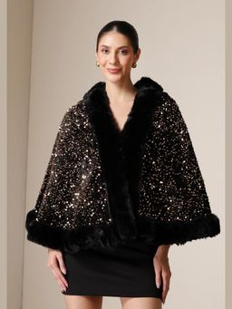 Dusala India - Dusala Midnight Luxe Vegan Fur Cape