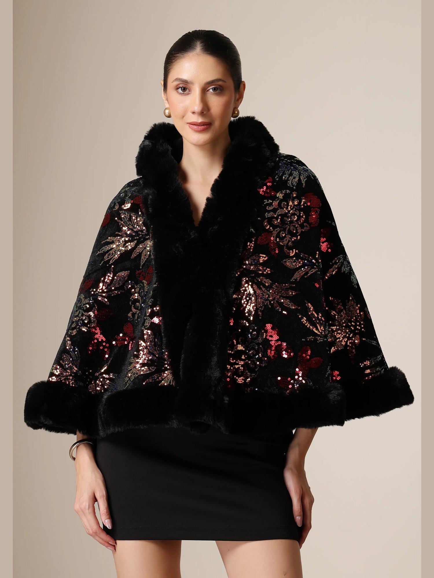 dusala india Dusala Celestial Bloom Vegan Fur Cape-picture-41