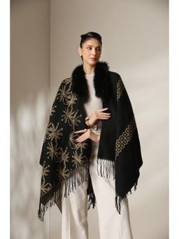 Dusala India - Dusala Midnight Bloom Vegan Fur Cape