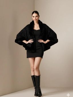 Dusala India - Noir Elite Embossed Fur Cape