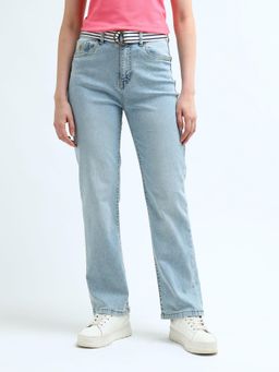 U.S. POLO ASSN. - High Rise Tinted Straight Fit Jeans