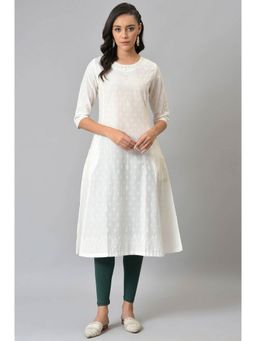 W - White Floral Kurta