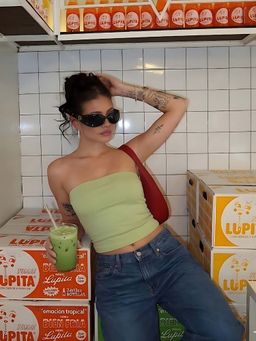 PRONK - Green Minted Muse Tube Crop Top