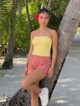 PRONK - Yellow Whipped Sun Tube Crop Top