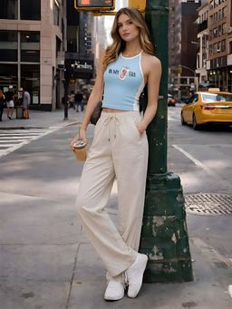 PRONK - Diet Coke Era Halo Blue Halter Crop Top